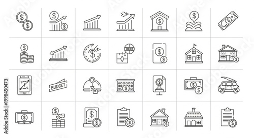 Financial Icons Representing Growth and Savings.
