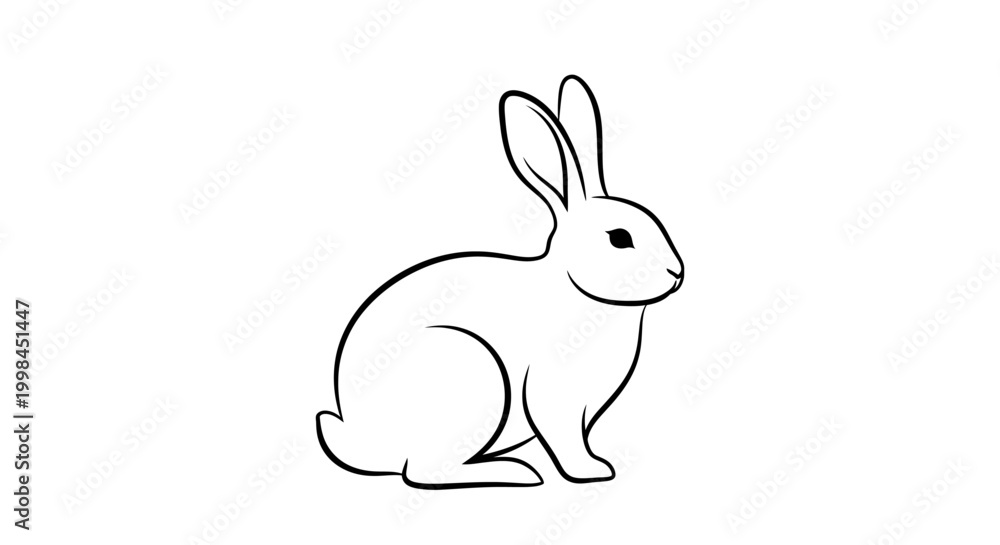 Obraz premium Simple outline drawing of a rabbit sitting on a white background