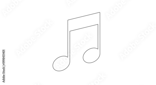 Quadro em tela Simple musical note icon, single eighth note, clean outline, white background, i