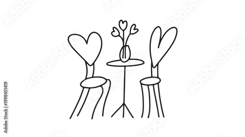 Candlesticks icon set with heart and plant, minimal line art design for premium greeting and decorative backgrounds featuring candle holders, doodle