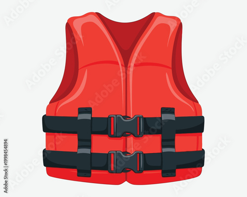 Bright red life vest isolated on white background safety equipment