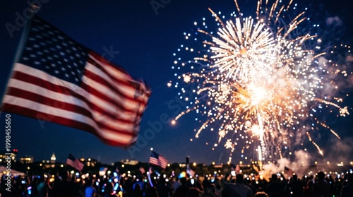 Foto Spectacular independence day fireworks celebrating usa freedom with a vibrant ni