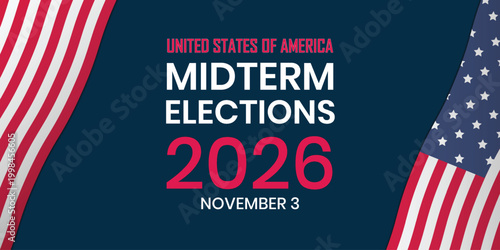 Bild auf Leinwand United States Midterm Elections 2026 November 3 Patriotic Voting Banner with Ame