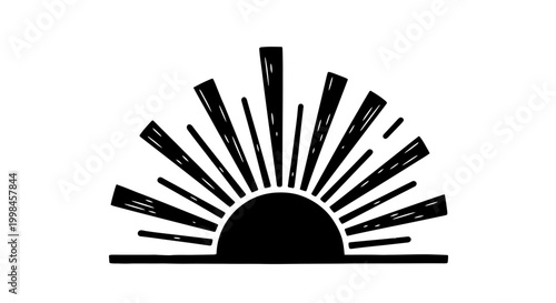 Schilderij op canvas Sunrise Icon Black Silhouette