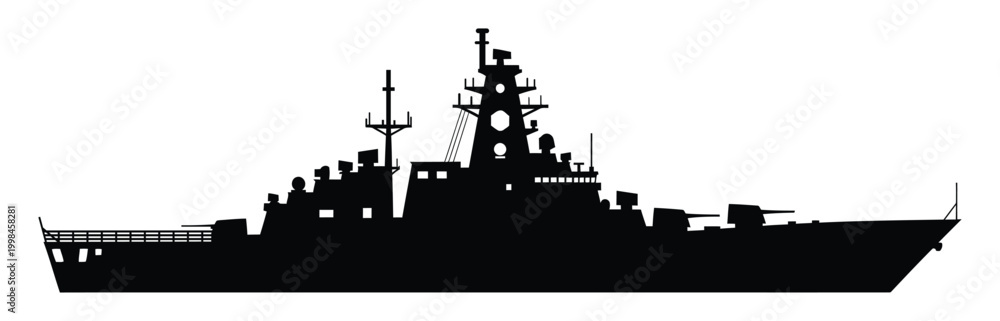 Fototapeta premium Warship silhouette isolated on white background