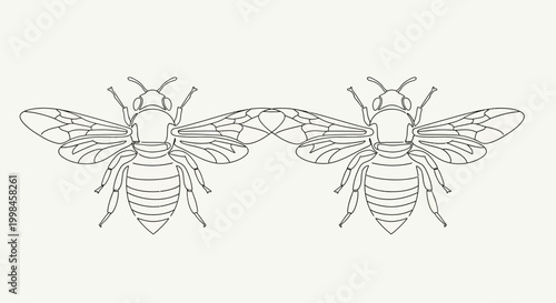 Symmetrical Outline Bees Pattern
