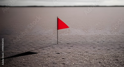 Minimal outdoor scene with red danger marker on empty ground