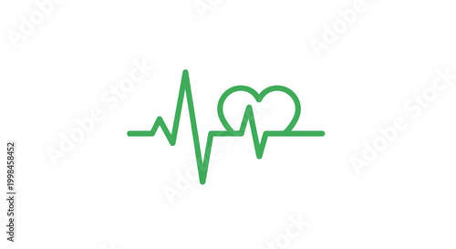 Green Heartbeat Line Icon Symbolizing Health and Life