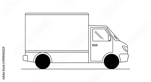 Delivery truck silhouette on white background for transportation concepts