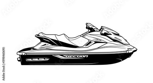 Jet ski illustration isolated on white background for water sports designs