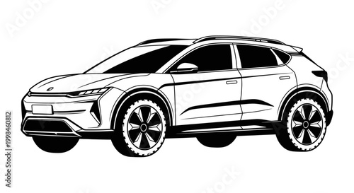 Modern crossover suv vector illustration isolated on white background