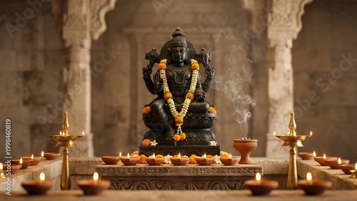 Tapety artystyczne Shani Dev Temple Darshan with Diyas