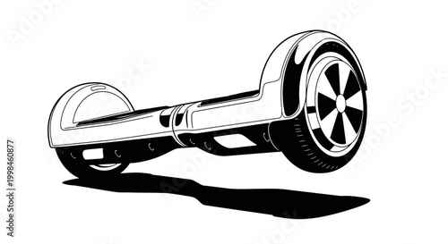 Modern hoverboard design with shadow isolated on white background