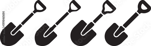 Shovel icons set construction gardening digging tool vector illustration
