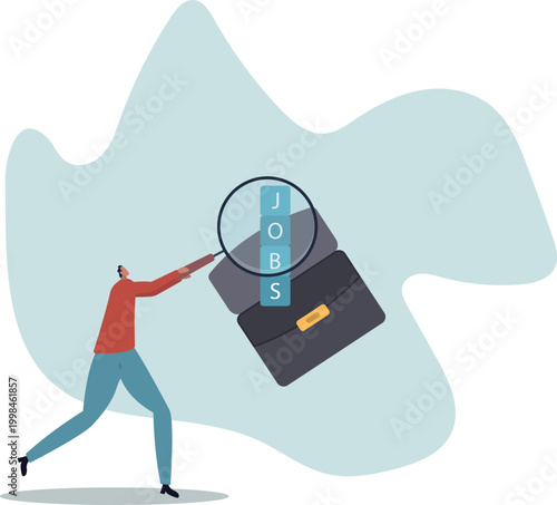 Searching for jobs, recruitment or opportunity for candidate to finding right work and employer,human life and situation.