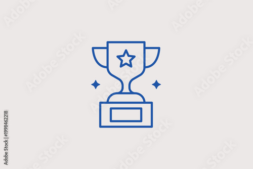 Champion cup line icon for global sporting events and prestigious award ceremonies. Grand vector illustration for hall of fame galleries and sports news broadcast graphics.