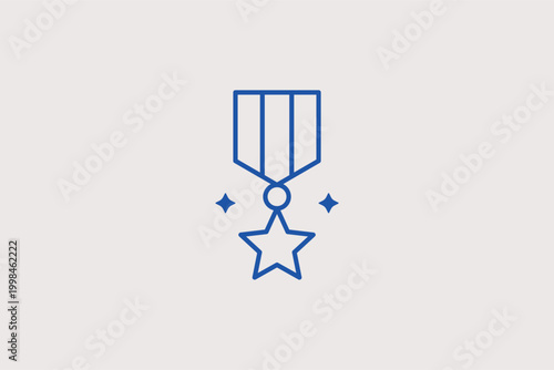 Obraz na plátně Star medal line icon for rewarding excellence and celebrating personal achievements