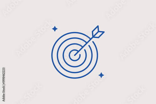 Target bullseye line icon for hitting business goals and achieving strategic objectives. Sharp vector illustration for marketing agency presentations and productivity tracking applications.