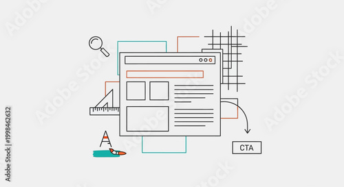 Web design process with layout, tools and CTA