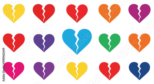 Foto Broken hearts in vibrant colors a visual representation of heartache silhouette