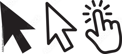 Mouse cursor and hand click icons user interface pointer vector illustration