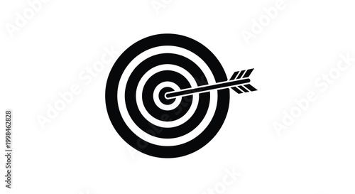 A black target with an arrow hitting the bullseye a striking silhouette