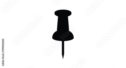 Simple black push pin illustration against a white background silhouette
