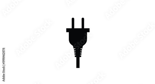 Black electrical plug against a white background a stark silhouette