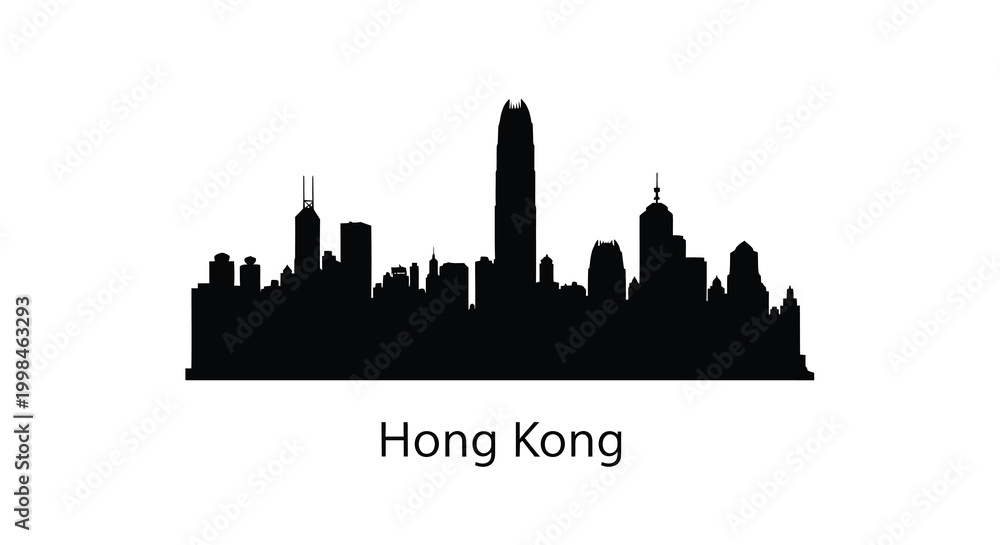Fototapeta premium Hong kong skyline presented as a dramatic black silhouette