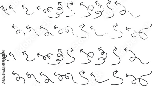 Doodles featuring whimsical swirling arrows represent creative annotations and hand-drawn navigational paths for informal communication.