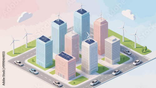 Futuristic ecofriendly cityscape