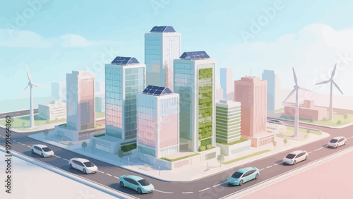 Futuristic ecofriendly cityscape