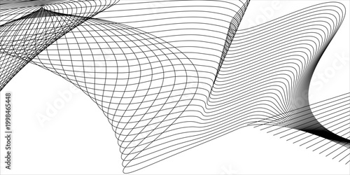 Latar belakang vektor abstrak dengan garis vektor bergelombang hitam.