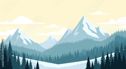 A serene and calming winter forest scene. Ideal for travel blogs, outdoor adventure marketing, or adding a peaceful touch to website designs.