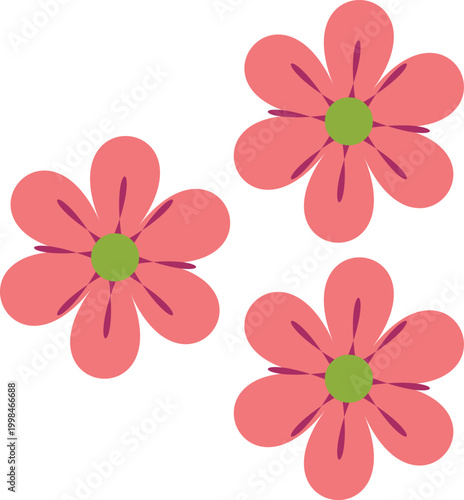 Cute Purple Flower Flat Vector Illustration