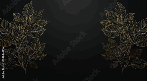 Elegant background with golden leaves