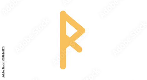 Ancient rune symbol, a single yellow glyph on a white background, minimalist design