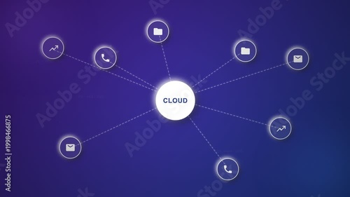 Digital Cloud Network Connecting Various Services and Data.