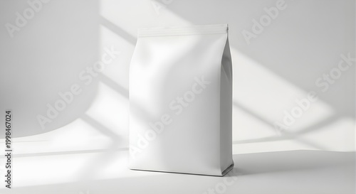 Blank white side gusset bag mockup for coffee or food packaging, empty pouch for product design branding and label presentation