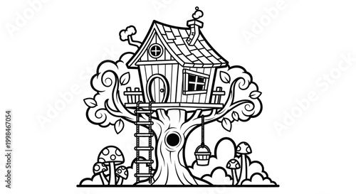 Treehouse with Staircase and Windows High.