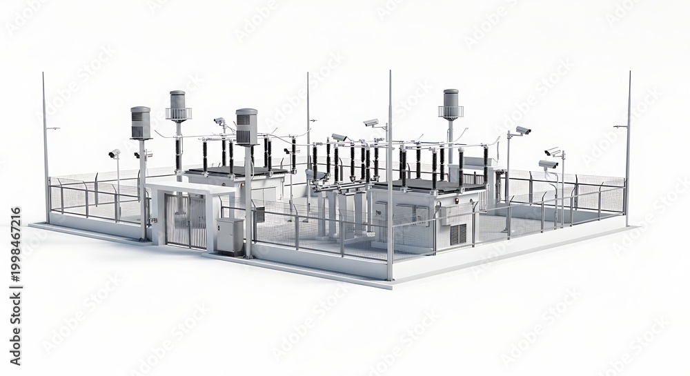 Obraz premium Detailed architectural rendering of a modern industrial facility with advanced technology.