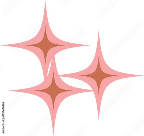 Pink Sparkle Star Decorative Vector Illustration