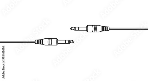 Audio cable connectors isolated on white background for commercial use