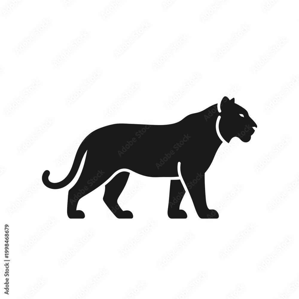 Fototapeta premium Silhouette of a sleek black panther illustration.