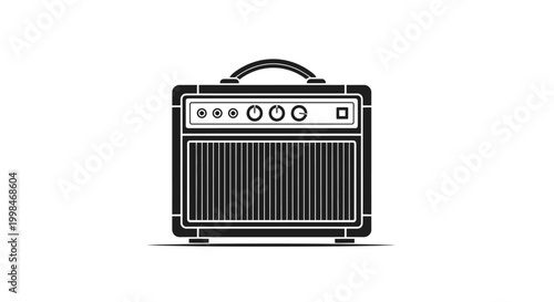Black amplifier icon isolated on white background for music and audio