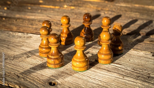 Wooden Chess Pawns in Circle – Strategy Visual for Editorial, Lifestyle, or Empowerment Branding Themes