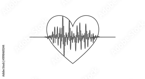 Heart shape with ekg signal vector illustration on white background