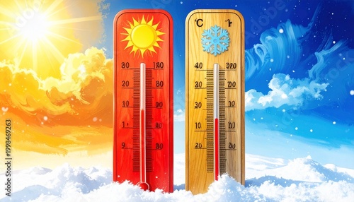 Thermometer with Hot and Cold Contrast – Climate Visual for Editorial, Lifestyle, or Branding Themes