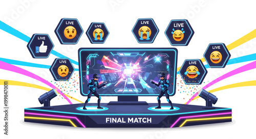 Esports tournament final match with gamers competing on console