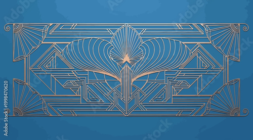 Art deco ornamental frame design with geometric patterns
